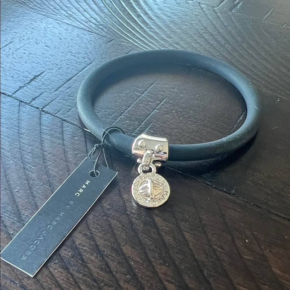 Marc Jacobs Black Bracelet with Silver Charm